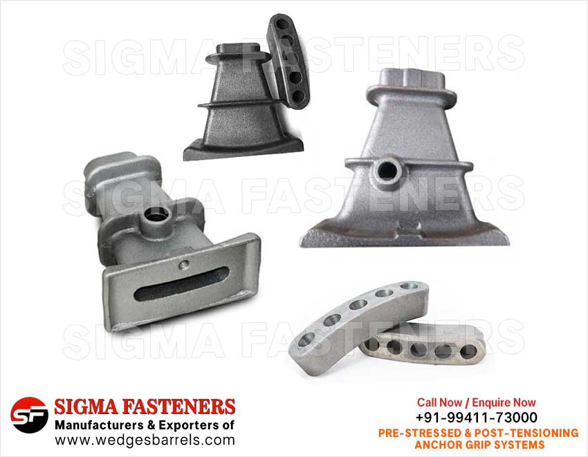 Anchor Plates Wedges Anchor Head Bearing Plates Manufacturers exporters in India Anchor Wedges Anchor Barrels Anchor Heads Wire Rope Grip Systems Suppleirs in India Ludhiana