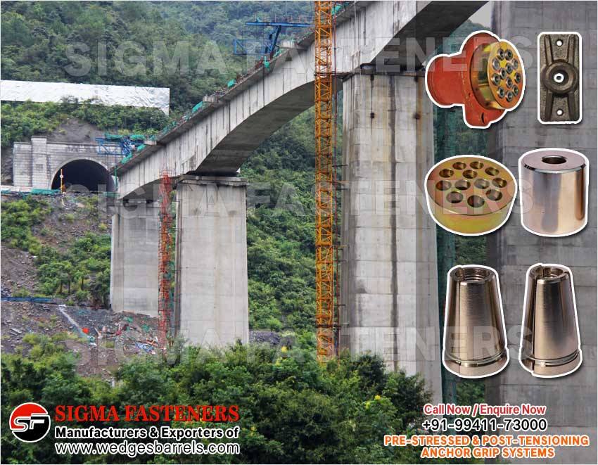 Pre & Post Tensioning Grip Systems Anchor Heads Wedges and Barrels Manufacturers Exporters in India Ludhiana
