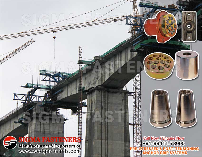 Pre & Post Tensioning Grip Systems Anchor Heads Wedges and Barrels Manufacturers Exporters in India Ludhiana