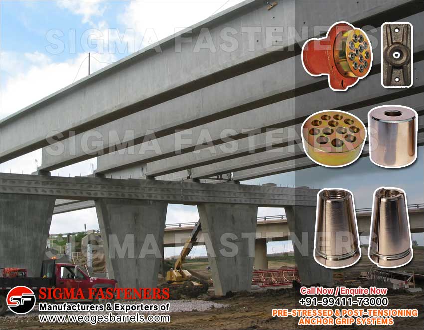 Pre & Post Tensioning Grip Systems Anchor Heads Wedges and Barrels Manufacturers Exporters in India Ludhiana