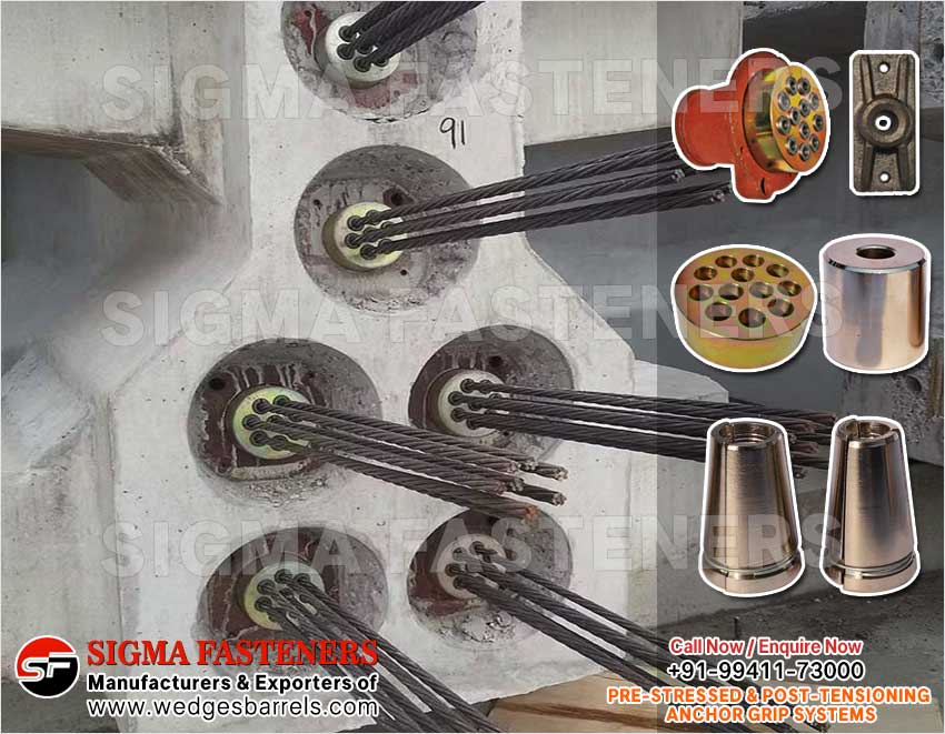 Pre & Post Tensioning Grip Systems Anchor Heads Wedges and Barrels Manufacturers Exporters in India Ludhiana