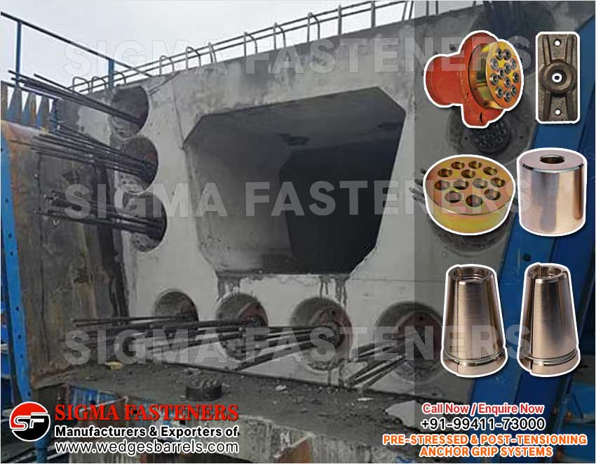 Pre & Post Tensioning Grip Systems Anchor Heads Wedges and Barrels Manufacturers Exporters in India Ludhiana
