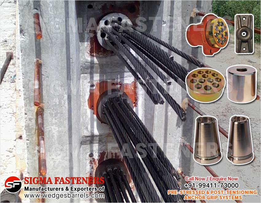 Pre & Post Tensioning Grip Systems Anchor Heads Wedges and Barrels Manufacturers Exporters in India Ludhiana