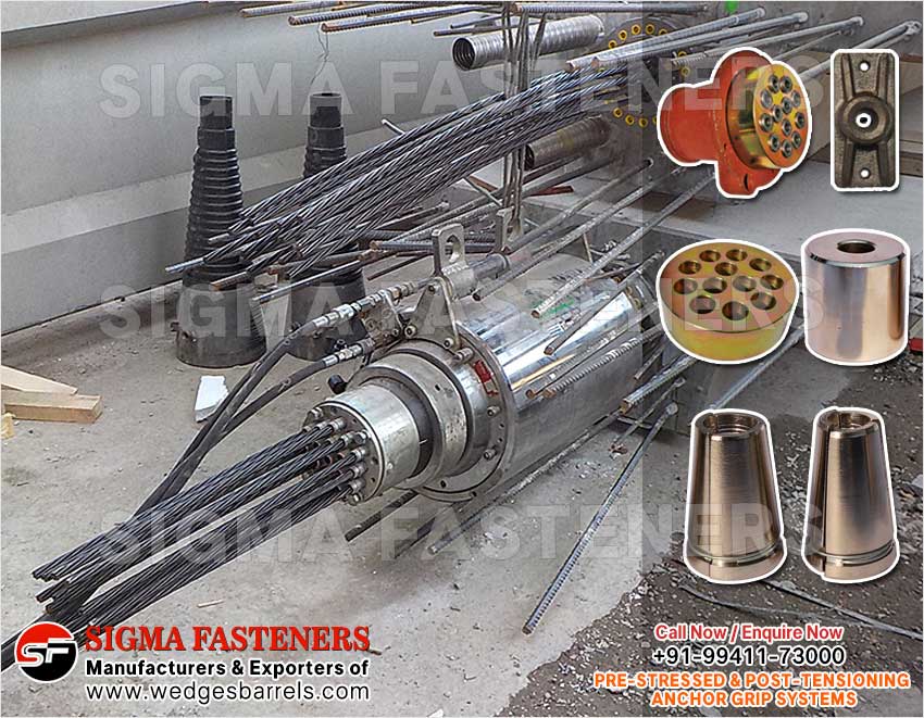 Pre & Post Tensioning Grip Systems Anchor Heads Wedges and Barrels Manufacturers Exporters in India Ludhiana