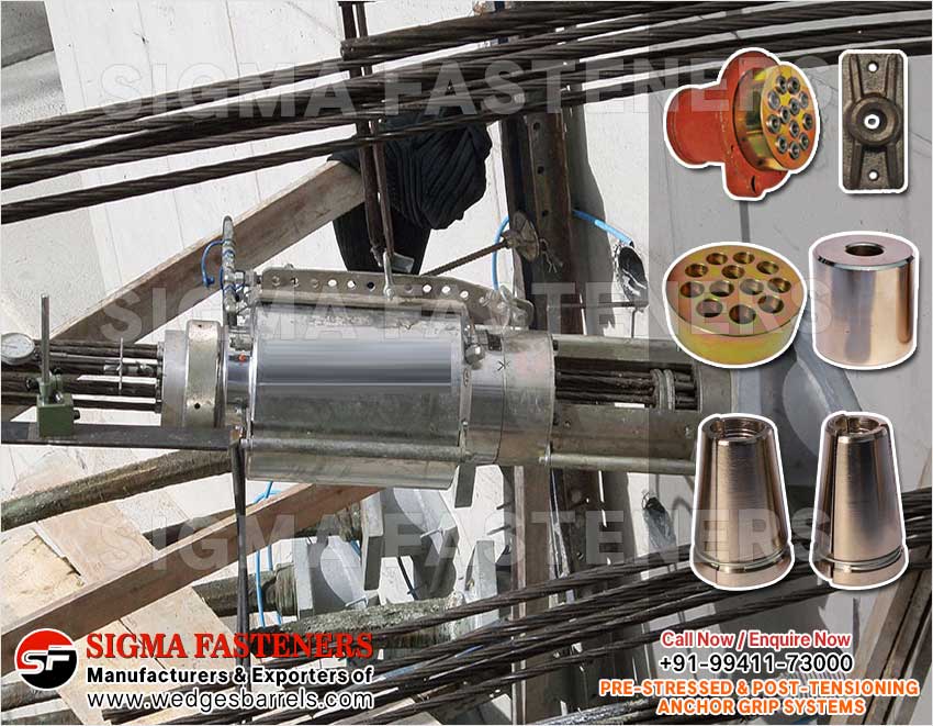 Pre & Post Tensioning Grip Systems Anchor Heads Wedges and Barrels Manufacturers Exporters in India Ludhiana