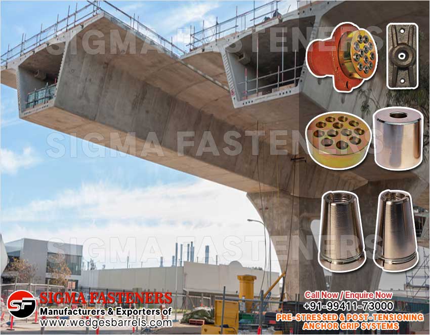 Pre & Post Tensioning Grip Systems Anchor Heads Wedges and Barrels Manufacturers Exporters in India Ludhiana