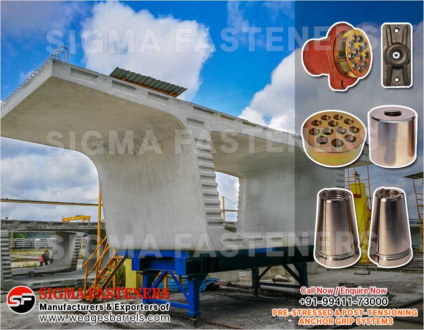 Pre & Post Tensioning Grip Systems Anchor Heads Wedges and Barrels Manufacturers Exporters in India Ludhiana